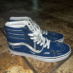 Vans Blue and White High-Top Sneakers